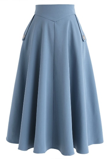 Classic Simplicity A-Line Midi Skirt in Blue