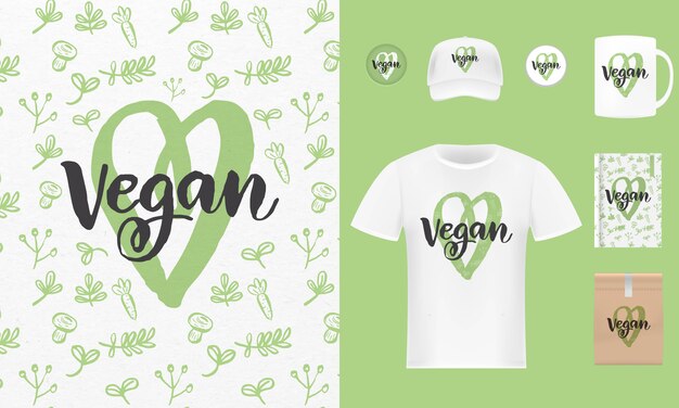 Fresh healthy organic vegan food labels and tags set