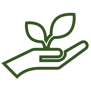 Open hand with plant with solid fill