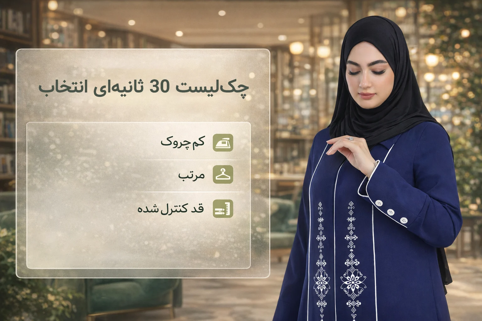 چک‌لیست ۳۰ ثانیه‌ای انتخاب + راهنمای «کم‌چروک» برای هر پارچه