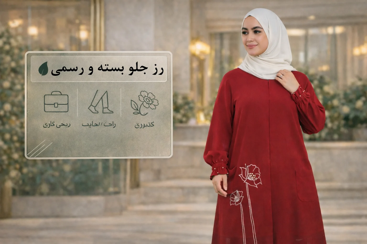 «رز» — جلو بستهی رسمی با زیپ کاربردی و بند تنظیم