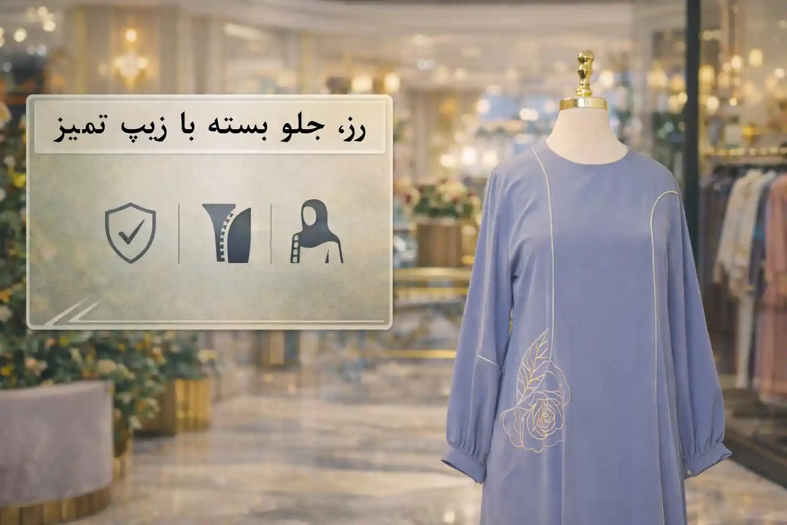 مدل ۴) رز - جلو بسته با زیپ تمیز/کمنمایان، مناسب کار و مهمانی